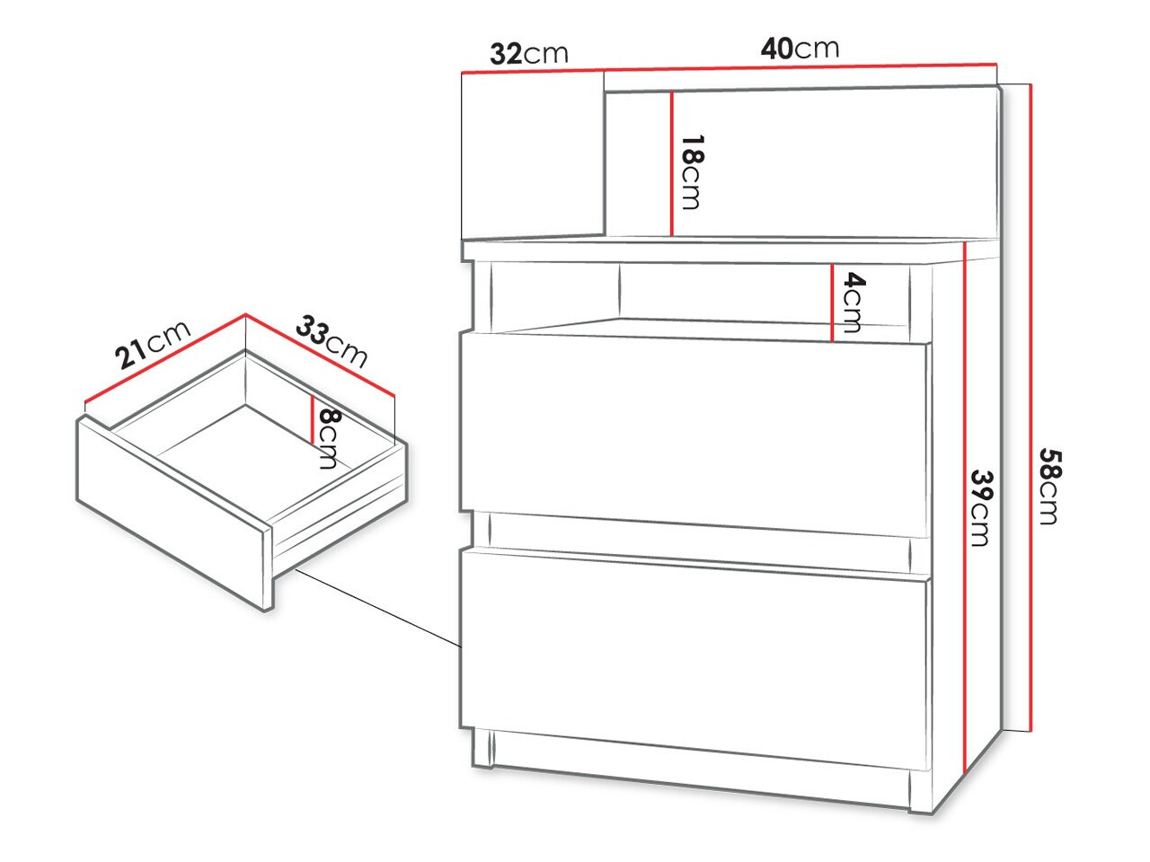 Nachtkastje Comfivo Structor (Wit)