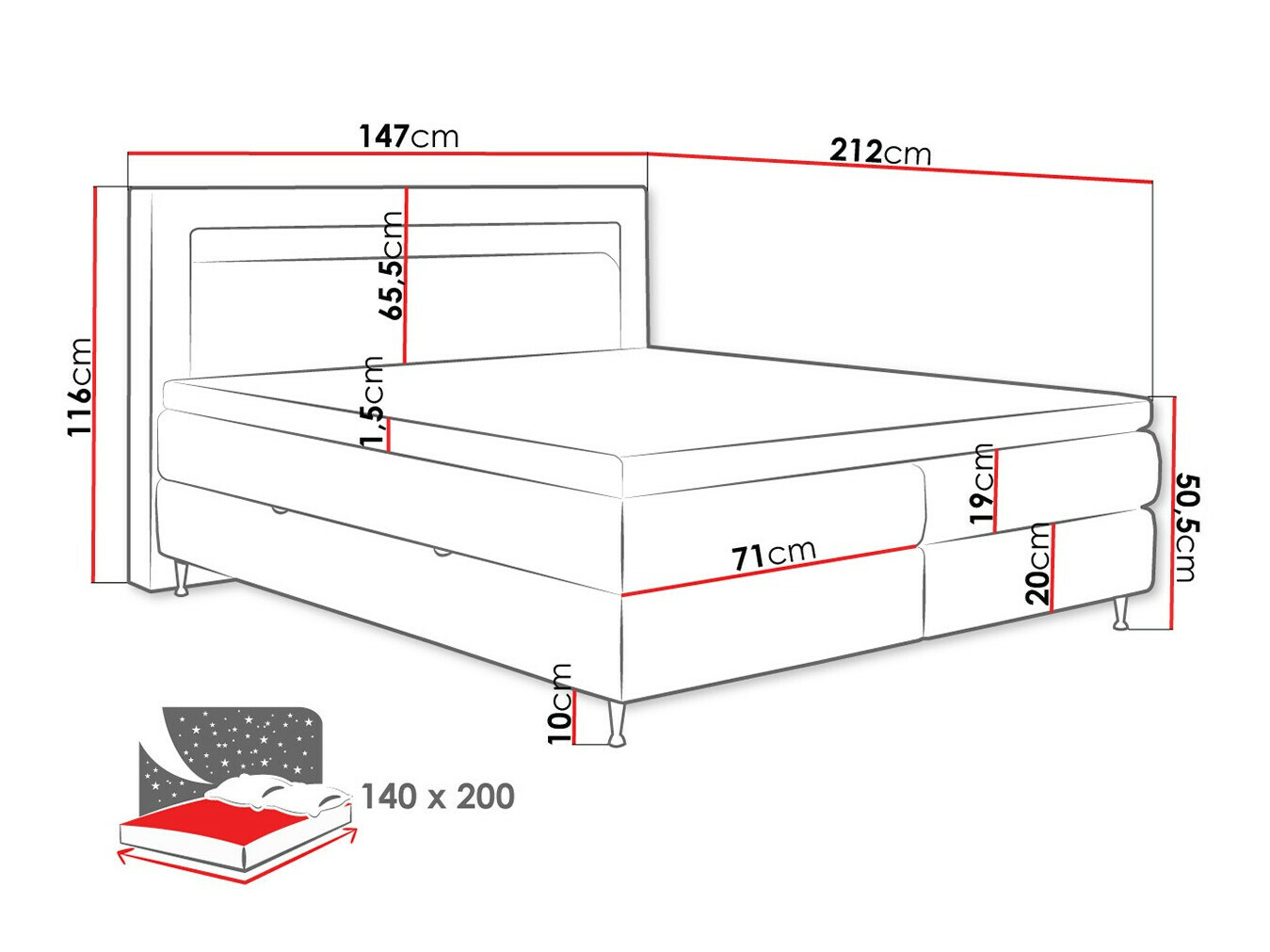 Boxspring ComfiDream Celara (Soft 017)