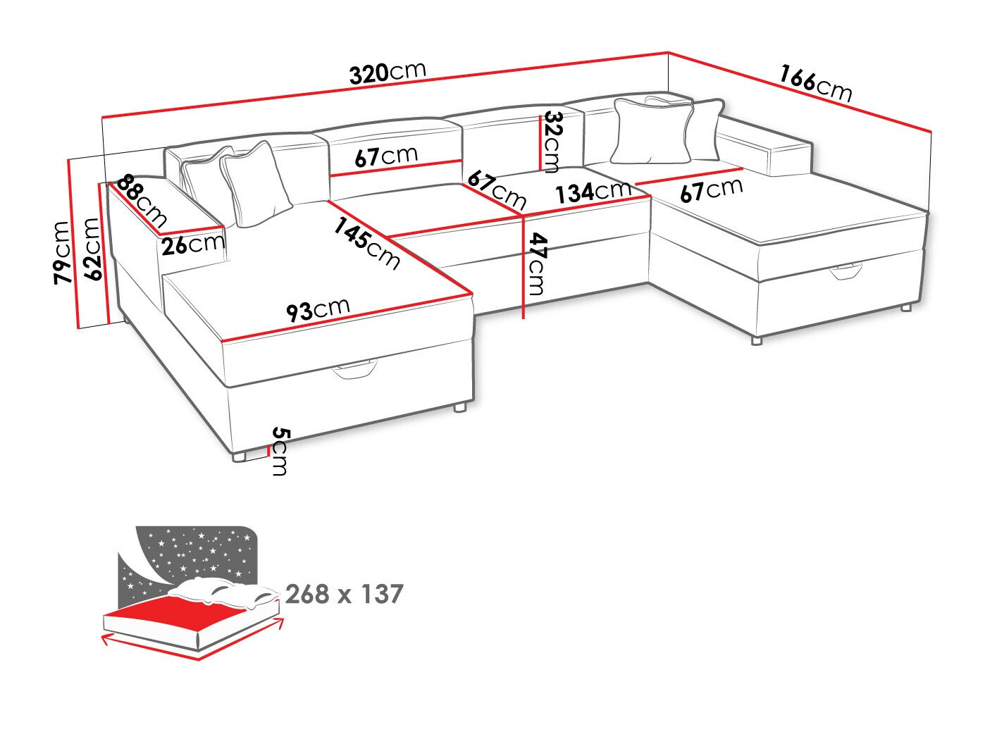 Hoekbank Clovis 115 (Poso 110)
