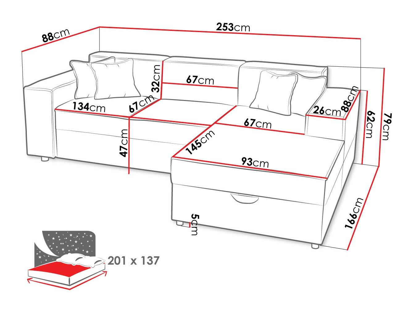 Hoekbank Clovis 116 (Poso 100)
