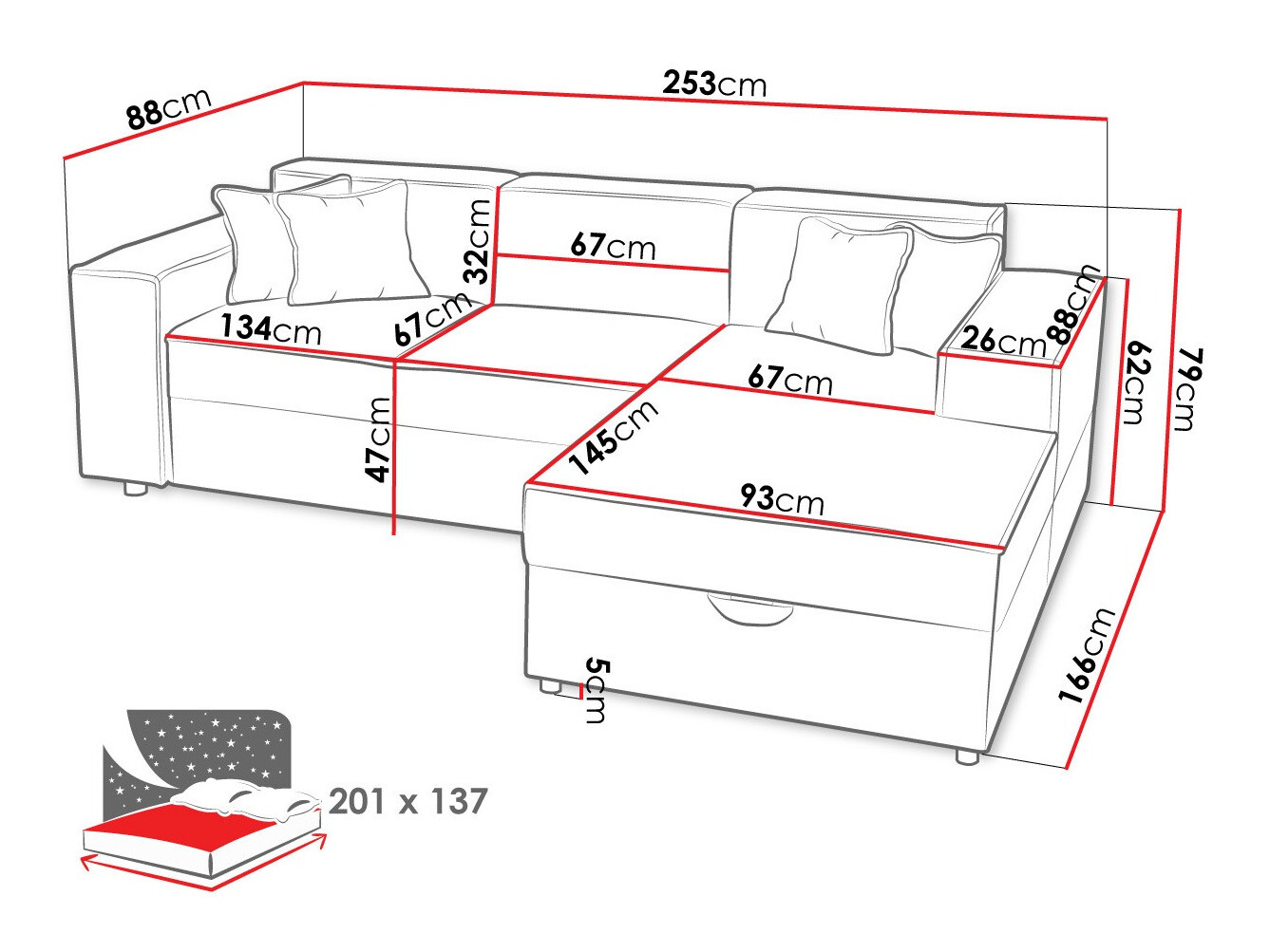 Hoekbank Clovis 116 (Poso 100)