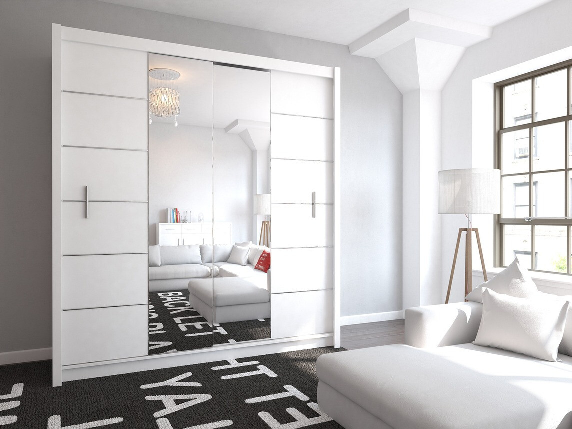 Kledingkast Honolulu 193 (Wit + spiegel)