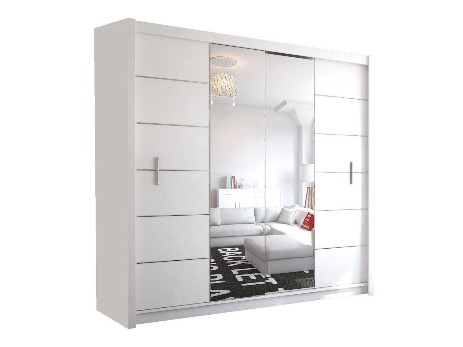 Kledingkast Honolulu 193 (Wit + spiegel)