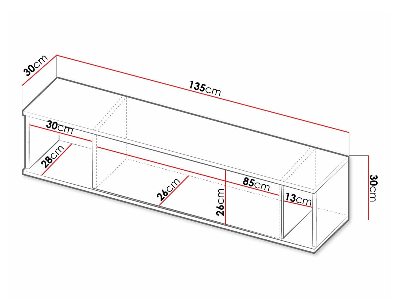 Wandplank Lomsore 105 (Zwart)