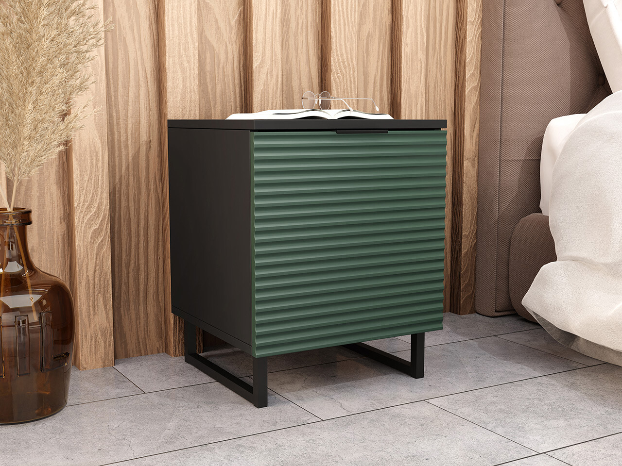 Nachtkastje Sarasota 182 (Groen + Zwart)