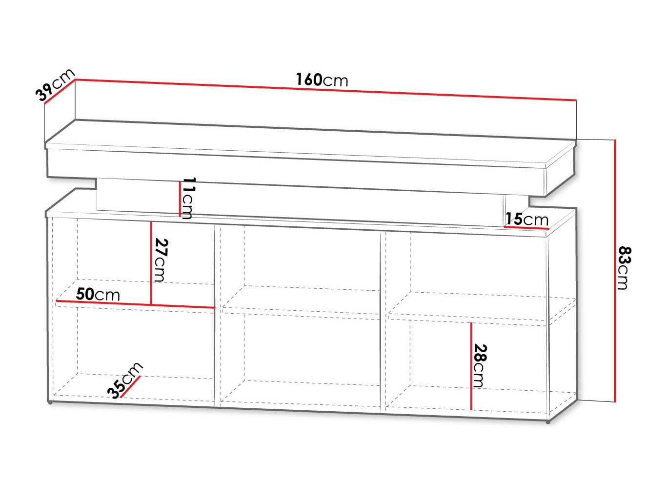 Dressoir Monfero 101 (Wit + Glanzend wit)