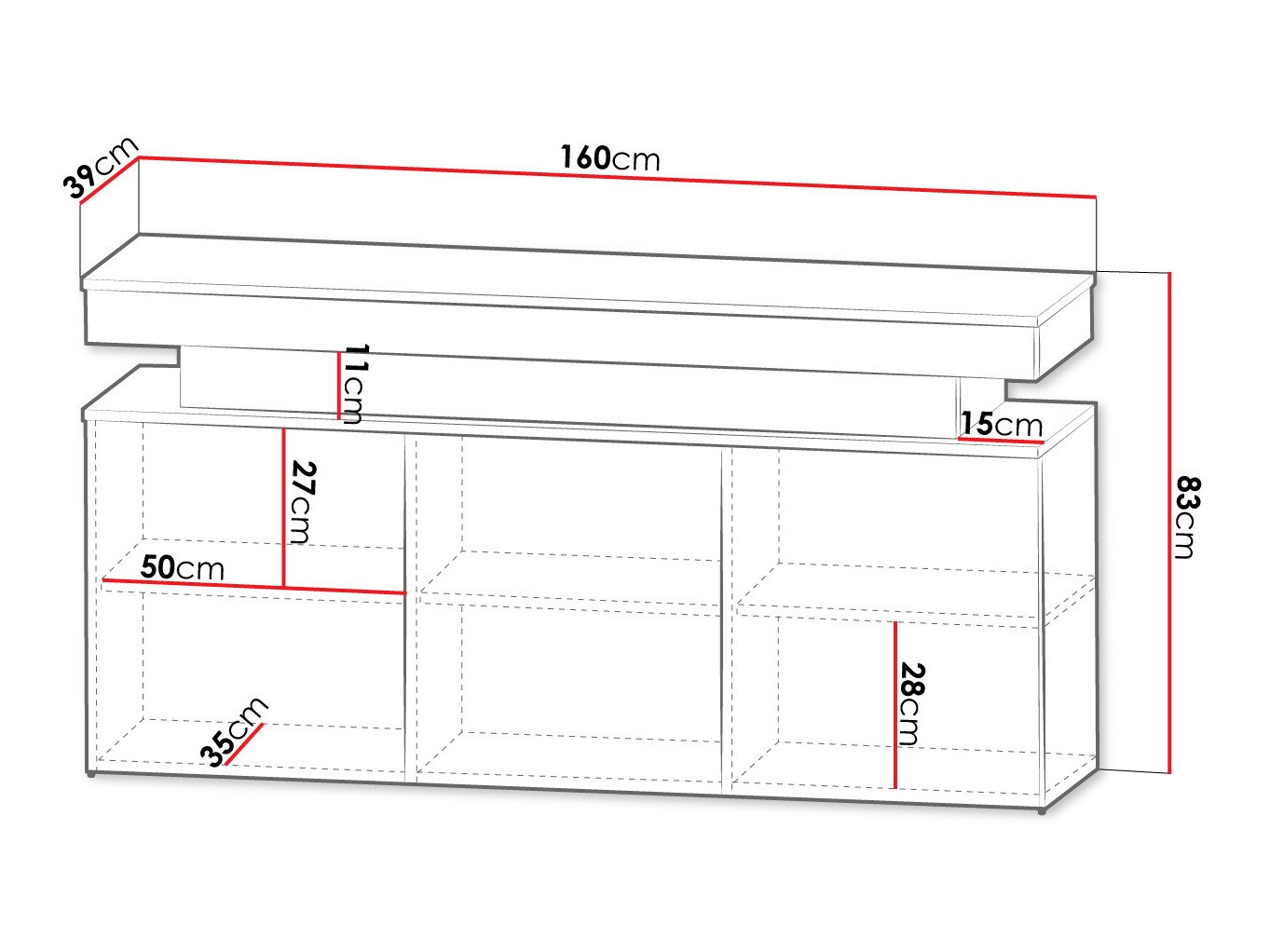Dressoir Monfero (Zwart + Glanzend zwart)