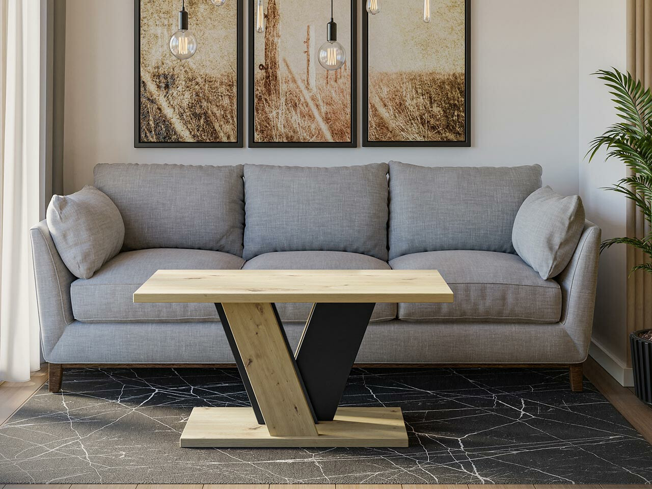 Salontafel Goodyear 128 (Artisan eiken + Zwart)