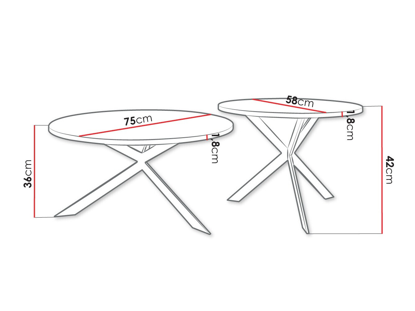 Salontafel set Oswego 108 (Wit marmer + Zwart)