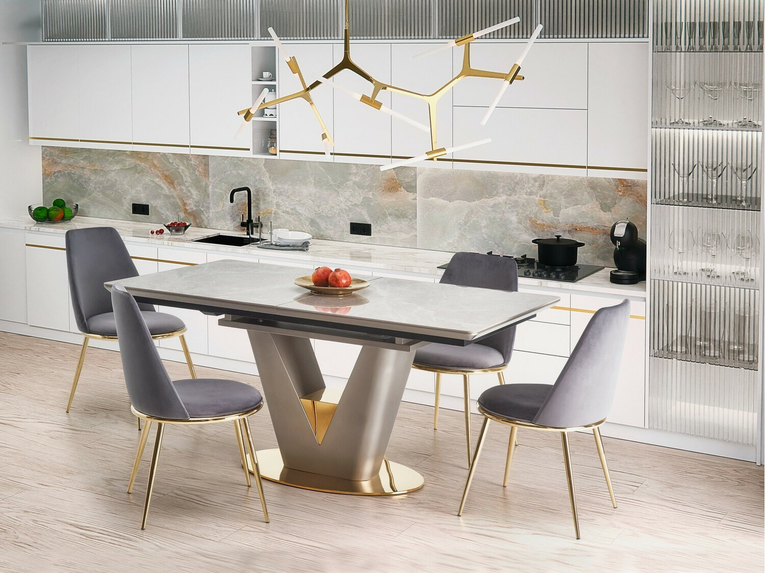 Stoel Houston 1327 (Grijs + Gouden)