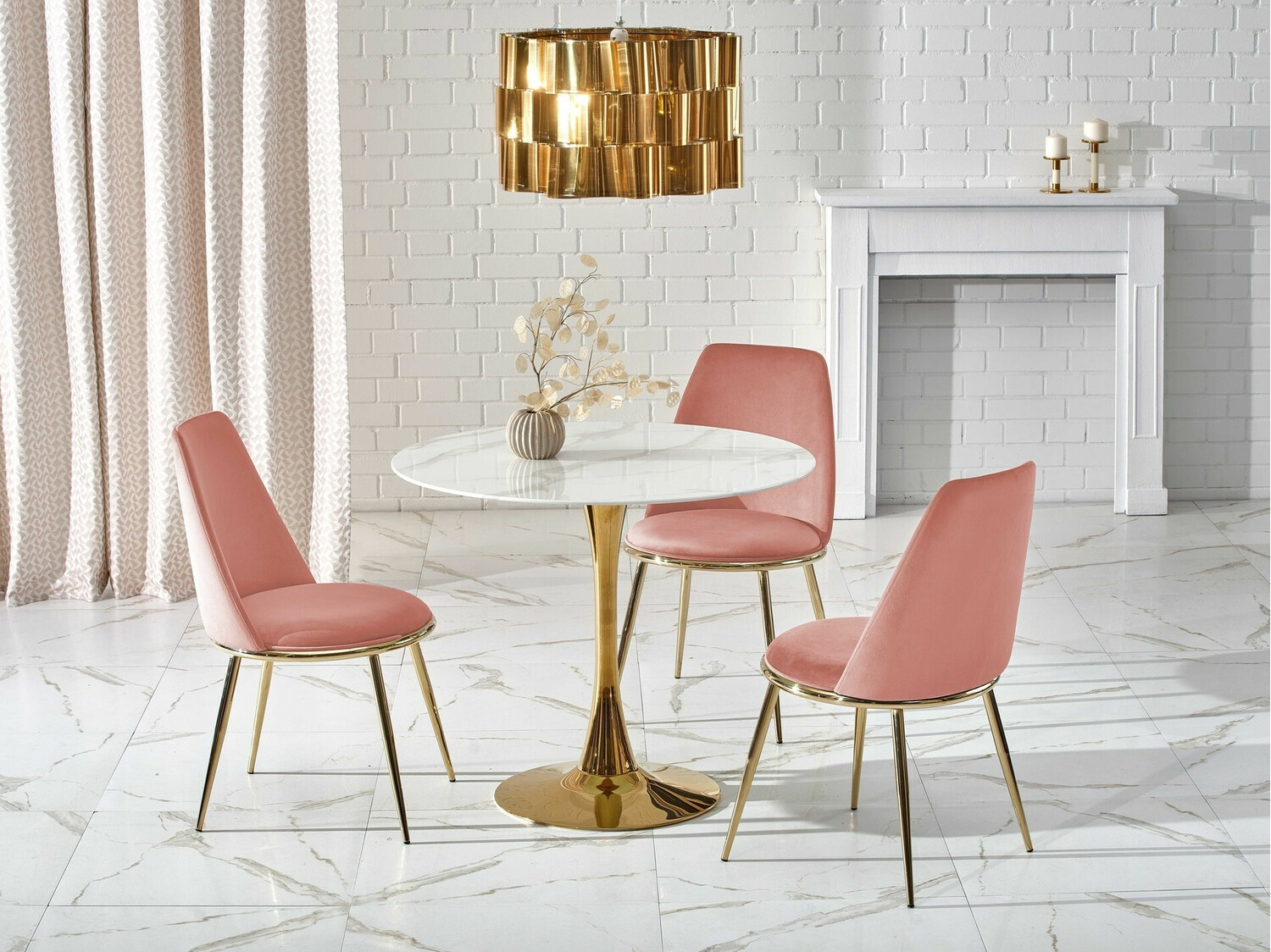Stoel Houston 1327 (Lichtroze + Gouden)