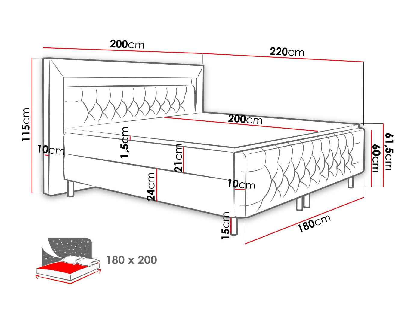 Boxspring Nashville 125