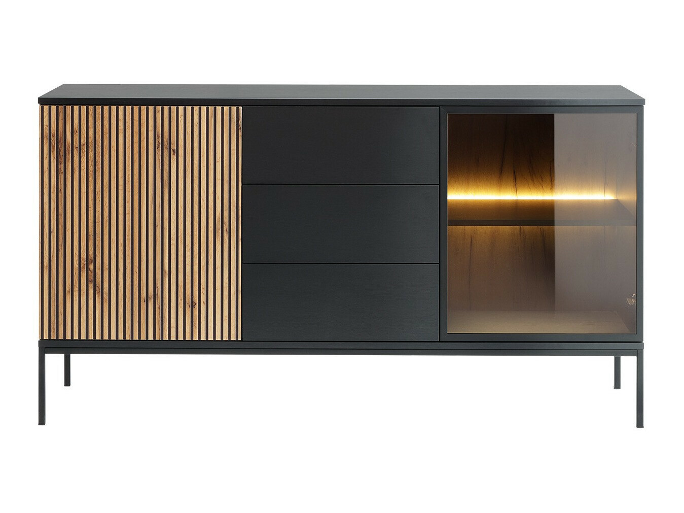 Ladekast Soferi 108 (Zwart + Wotan eik)