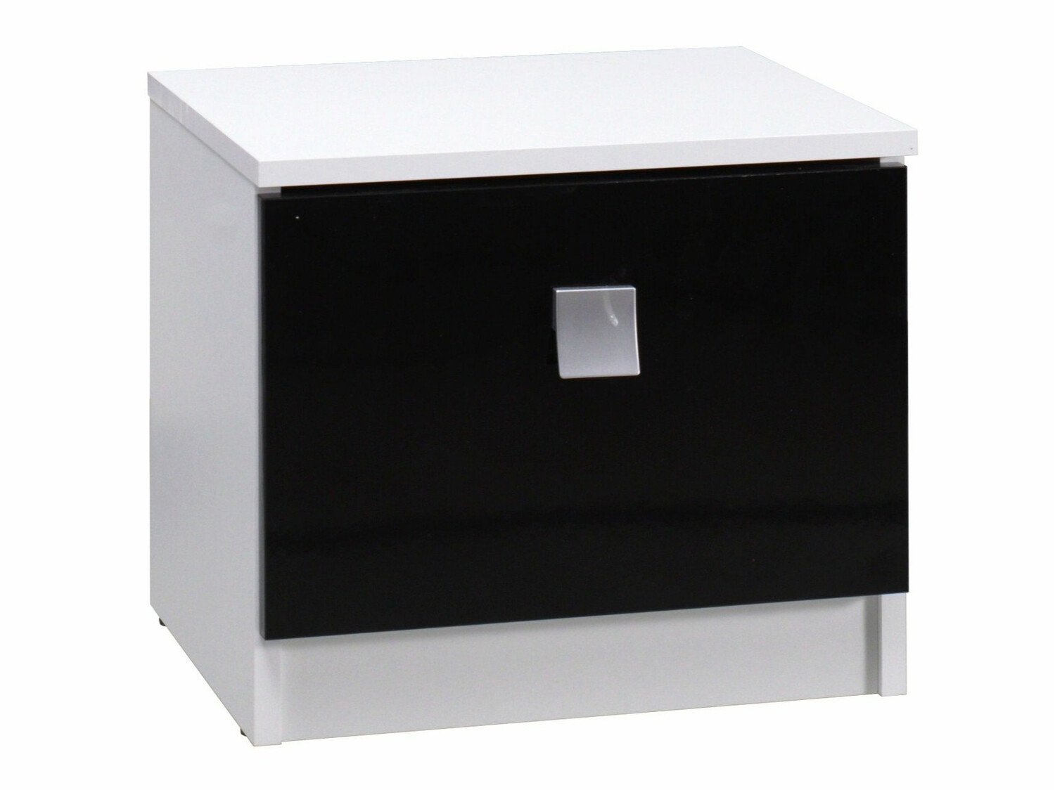 Nachtkastje Murrieta 111 (Glanzend wit + Glanzend zwart)