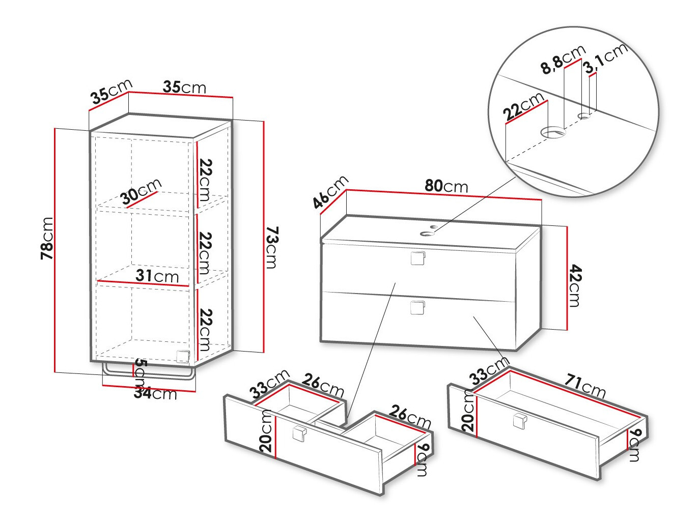 Badkamerset Orlvera 104 (Grijs)