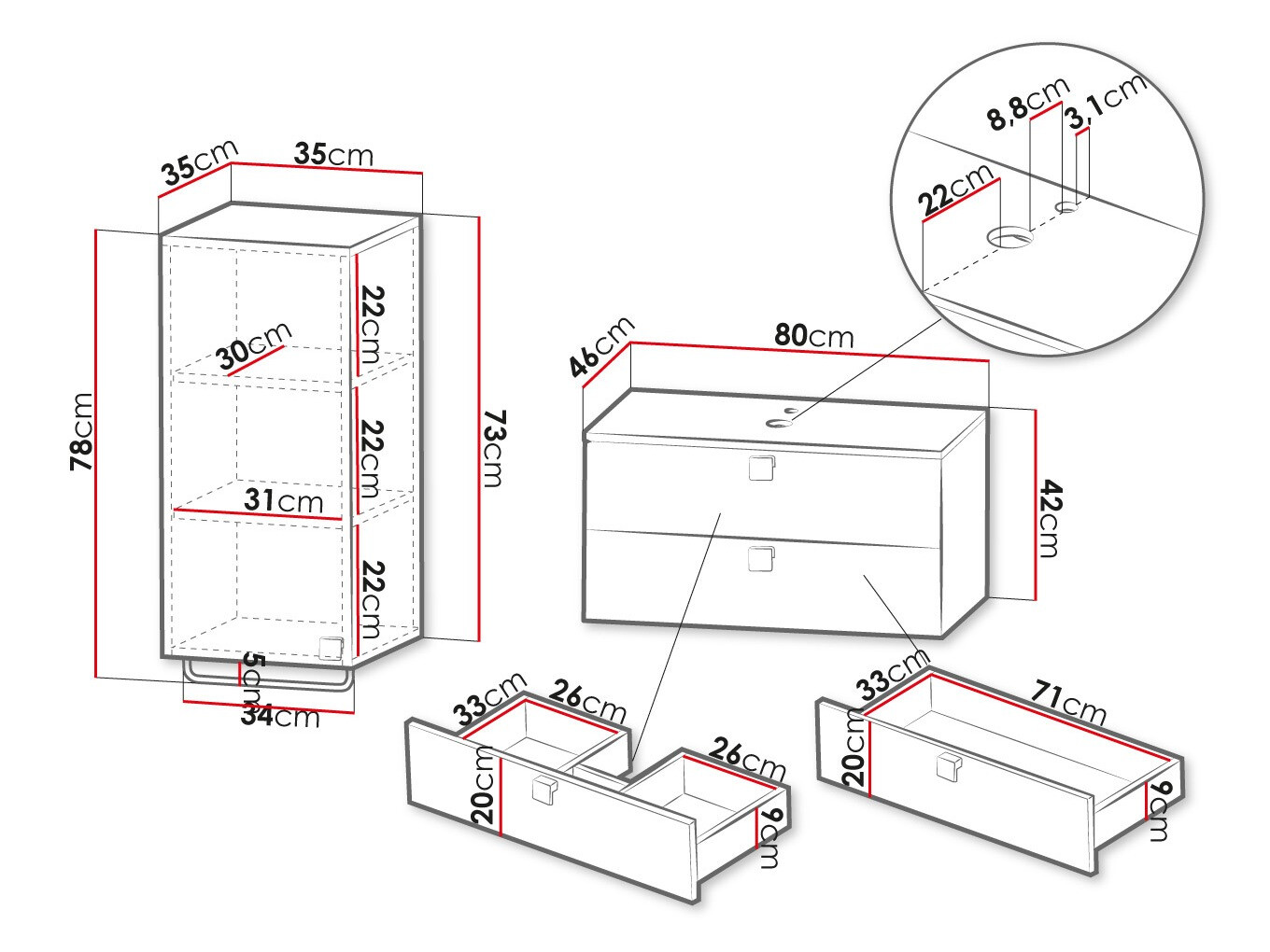 Badkamerset Orlvera 104 (Grijs)