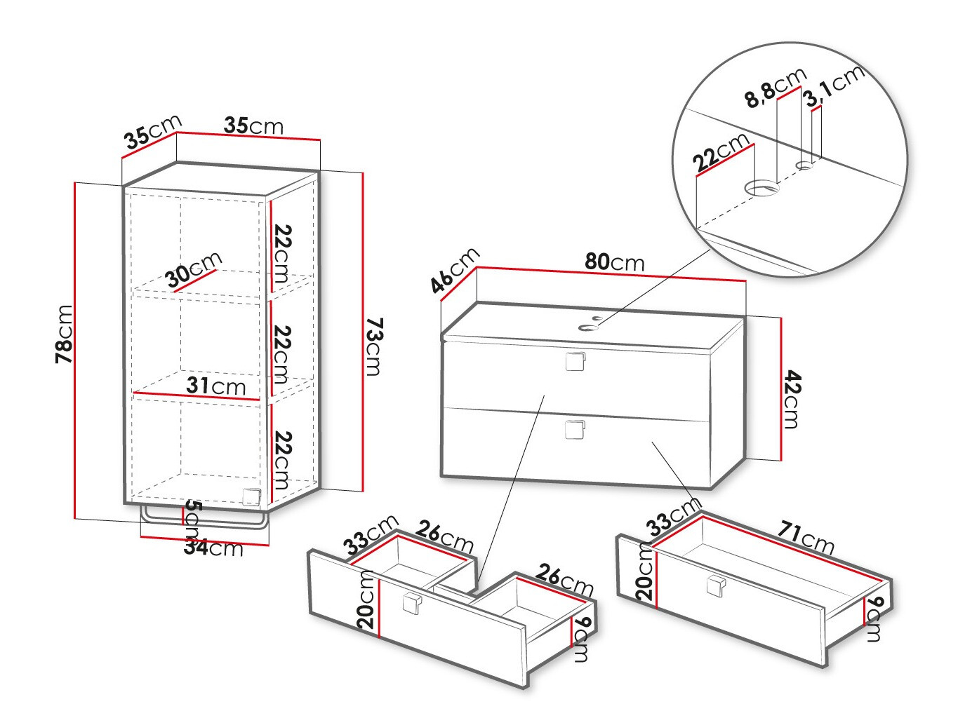 Badkamerset Orlvera 104 (Wit)