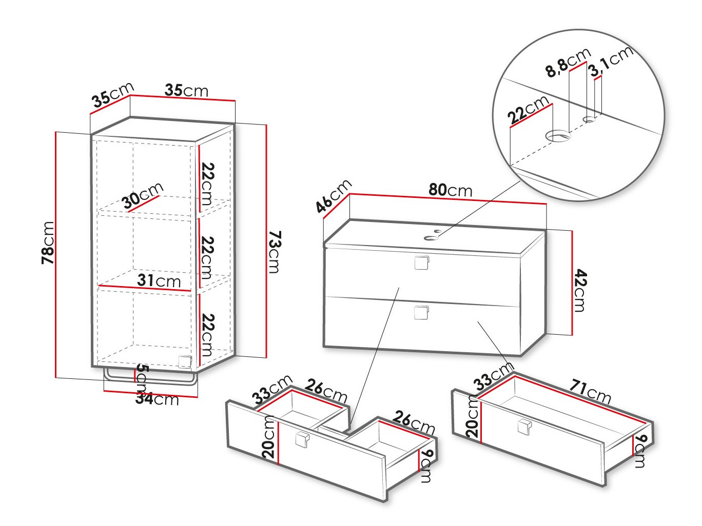 Badkamerset Orlvera 104 (Zwart)