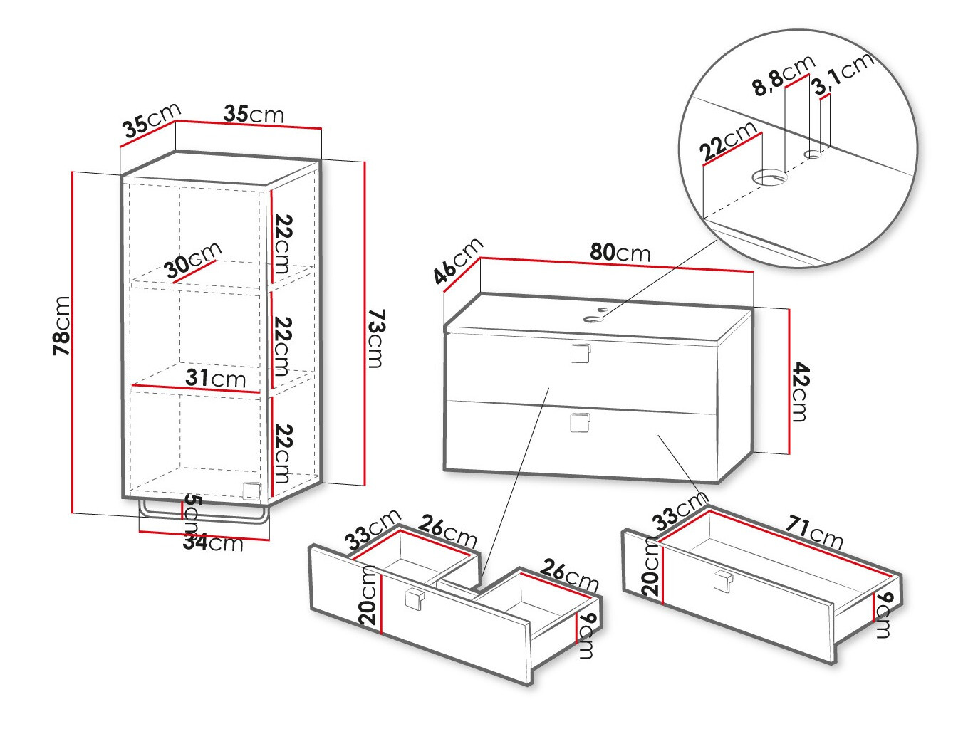 Badkamerset Orlvera 104 (Zwart)