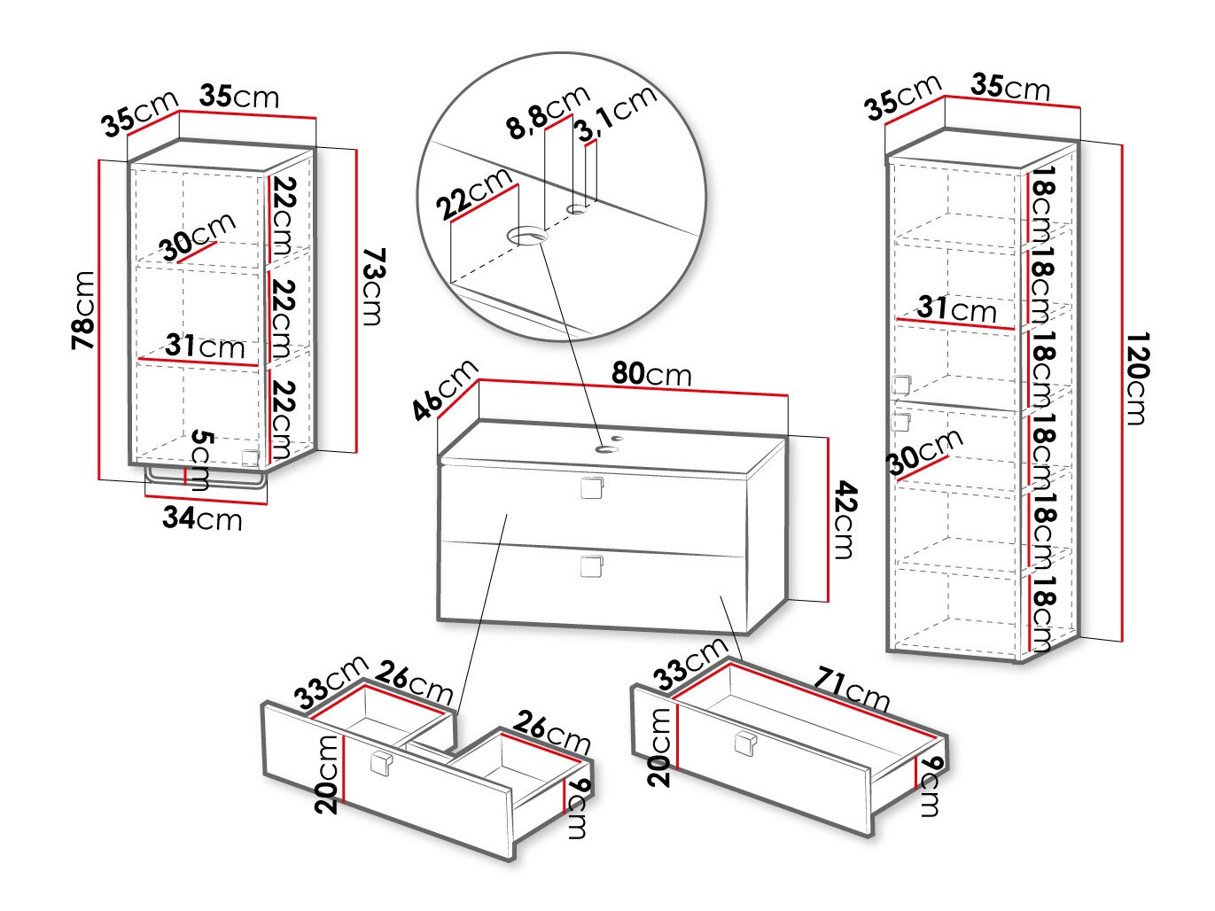 Badkamerset Orlvera 105 (Grijs)