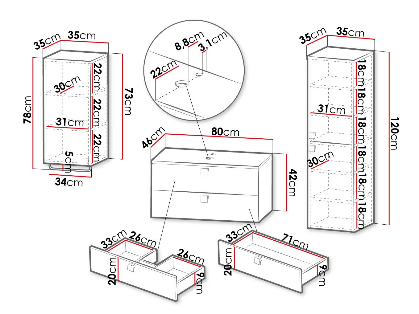 Badkamerset Orlvera 105 (Wit)