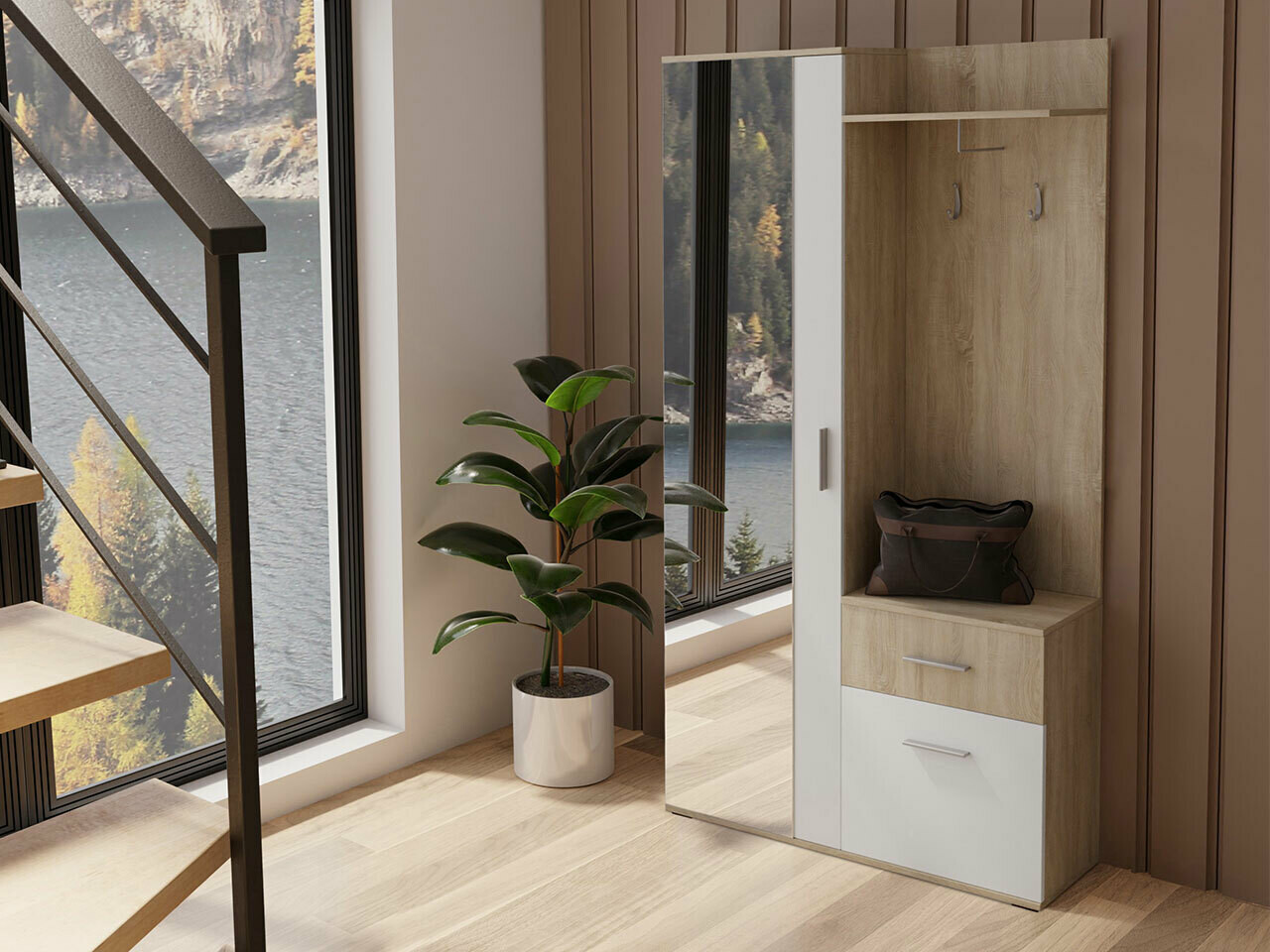 Gangmeubelset Pavo (Sonoma eik + Wit)