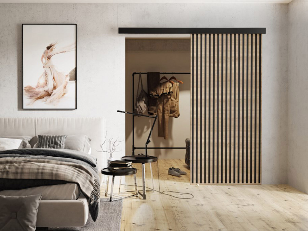 Schuifdeur Dover 203 (Sonoma eik + Zwart)