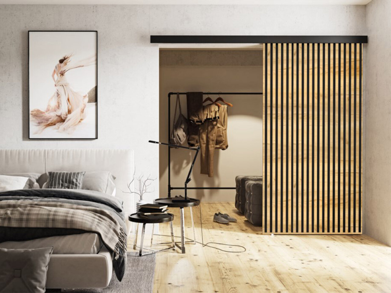 Schuifdeur Dover 204 (Ambachtelijke gouden eik + Zwart)