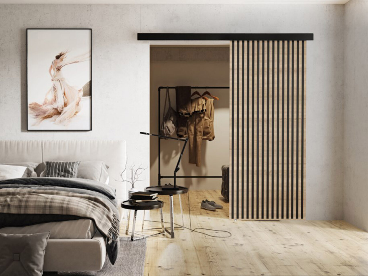 Schuifdeuren Dover 202 (Sonoma eik + Zwart)