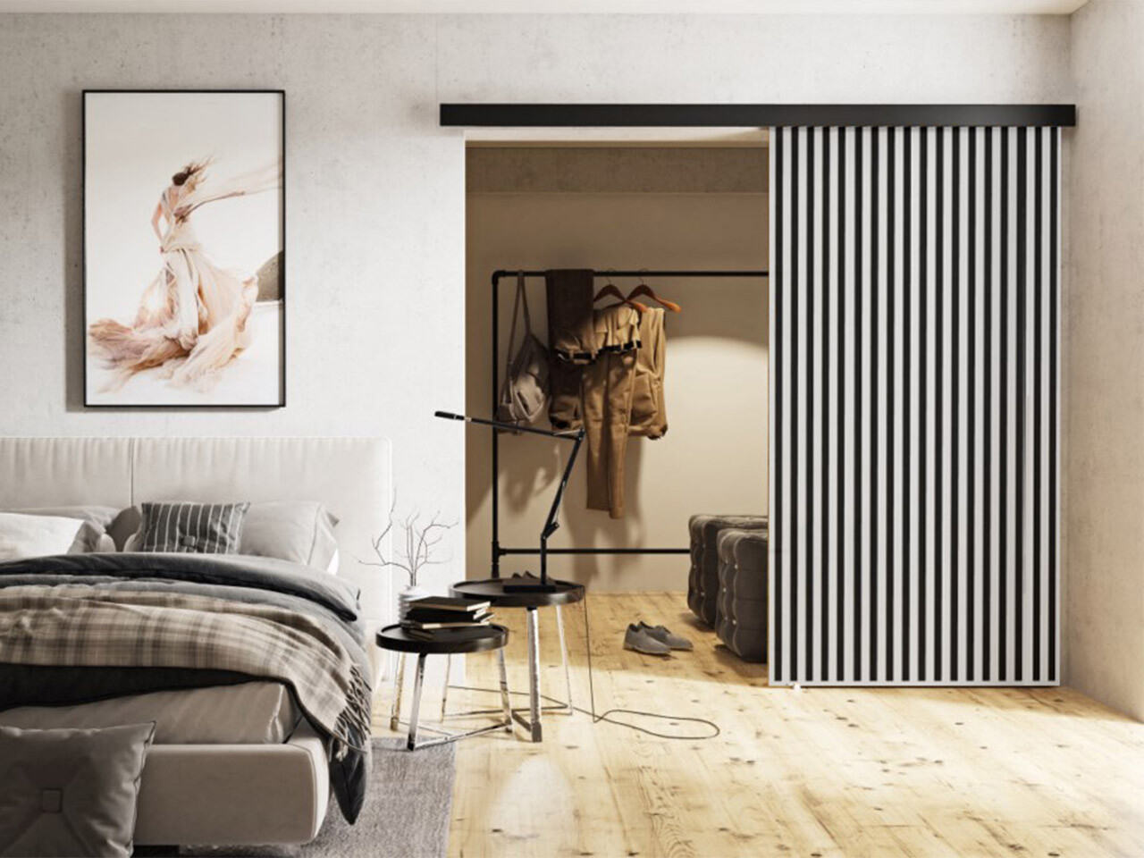 Schuifdeuren Dover 204 (Wit + Zwart)