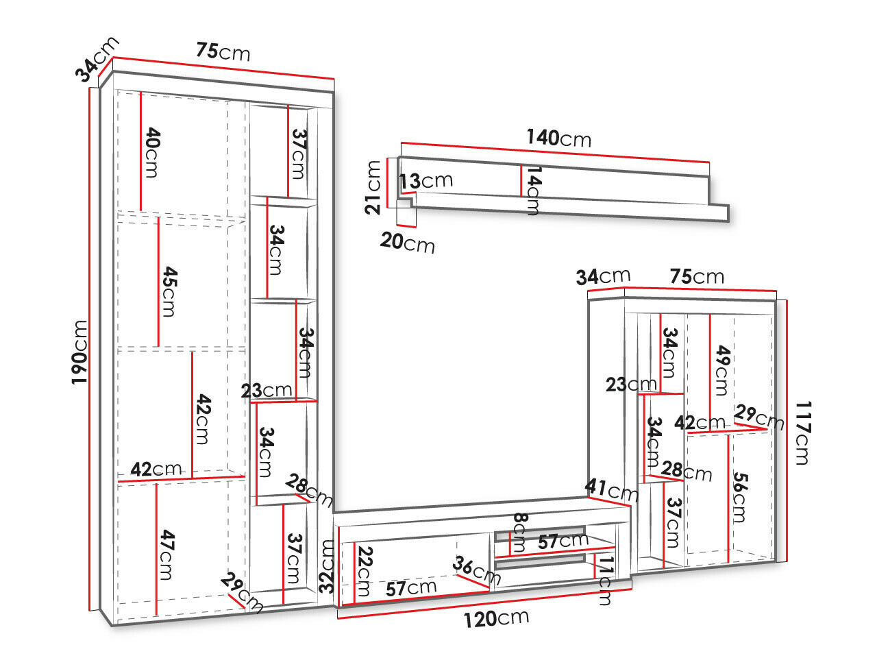 Woonkamerset Tucson 103 (Wit)