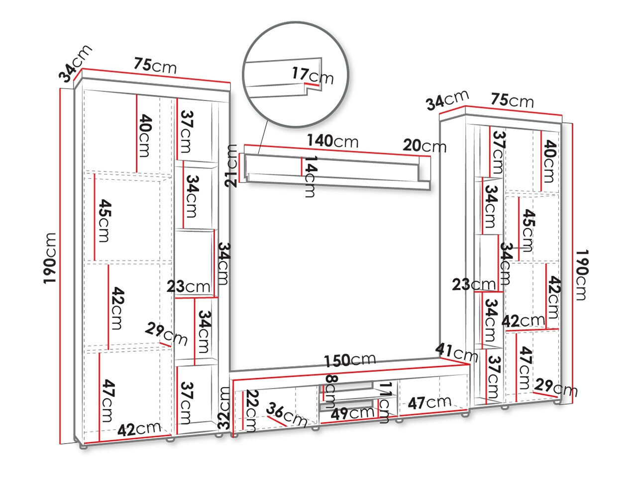 Woonkamerset Tucson 107 (Wit)