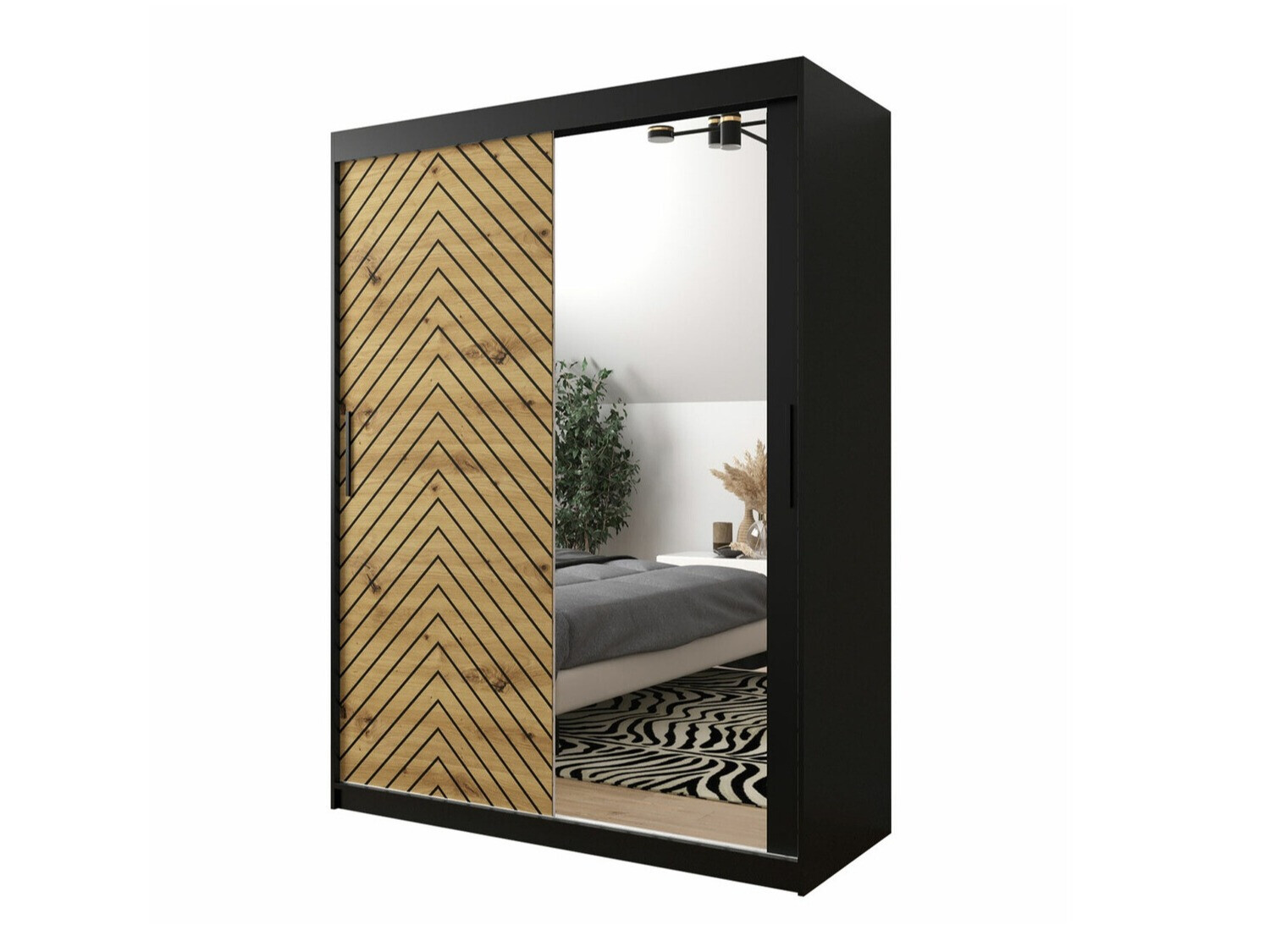 Kledingkast Hartford 311 (Zwart + Artisan eiken)