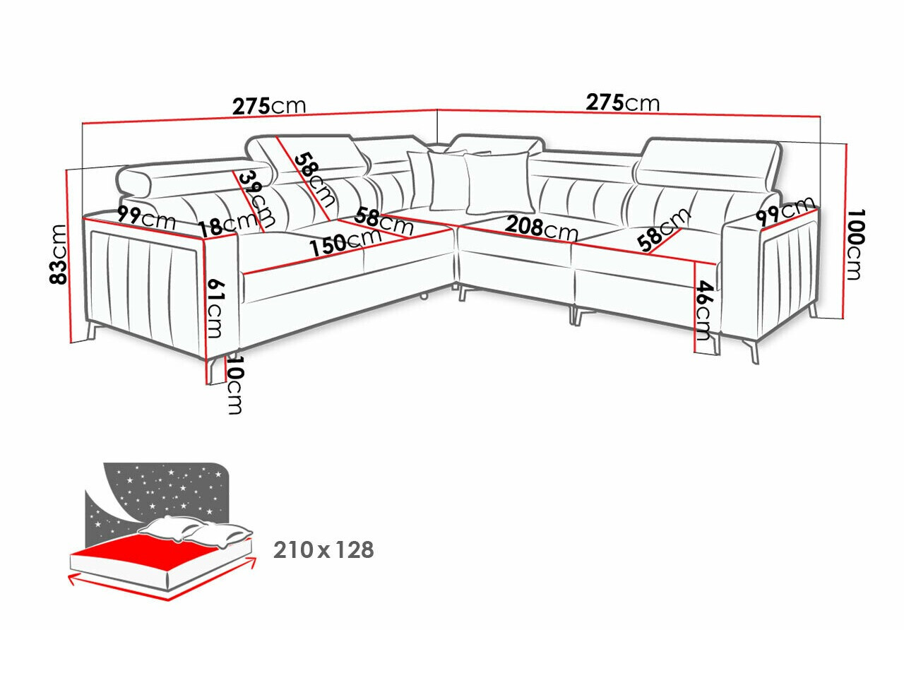 Hoekbank Sarasota 152 (Mono 234 + Botanical 36)