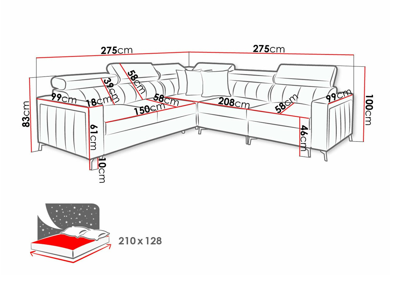 Hoekbank Sarasota 152 (Mono 242 + Botanical 36)