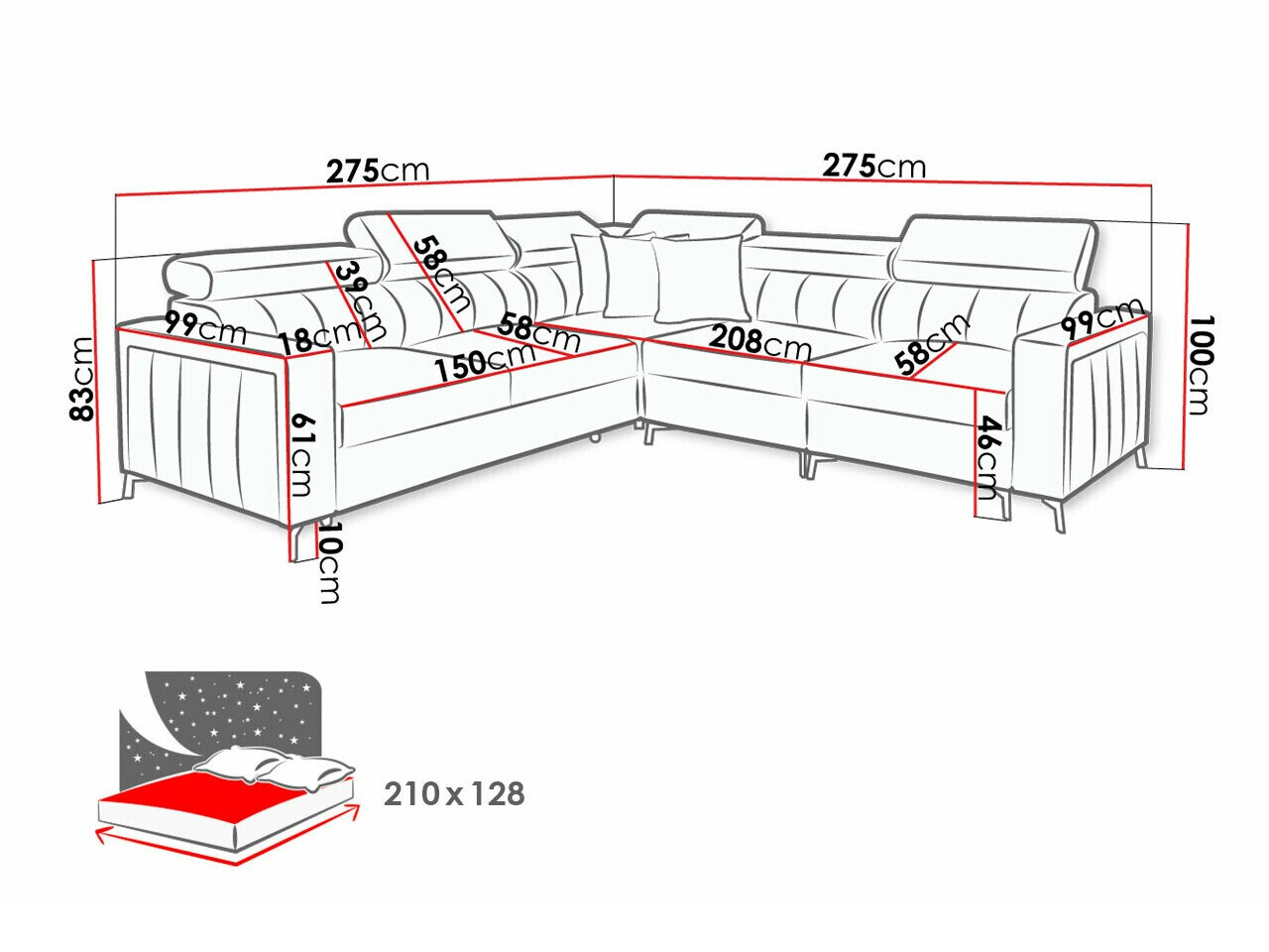 Hoekbank Sarasota 152 (Mono 244 + Botanical 36)