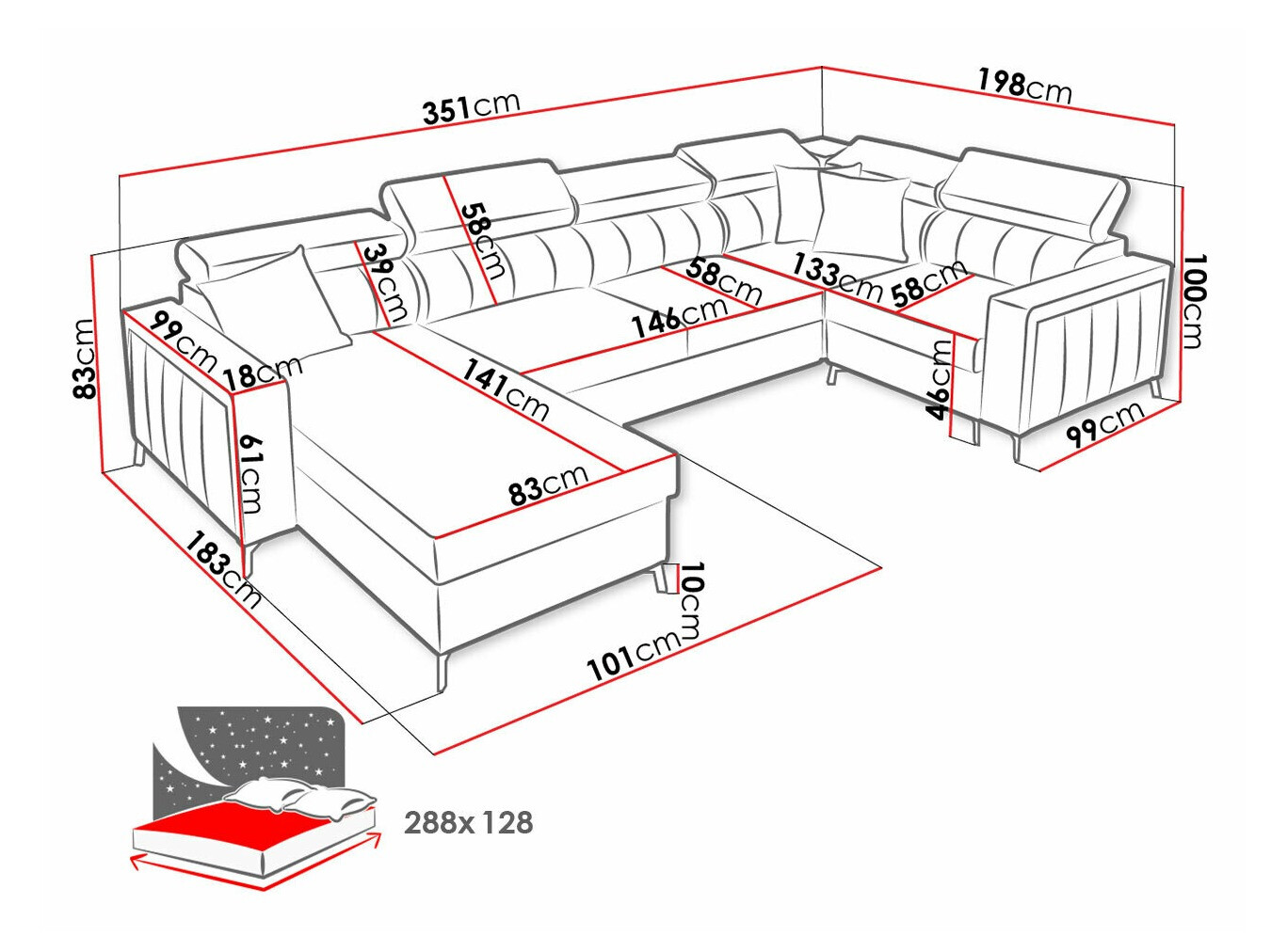 Hoekbank Sarasota 154 (Mono 244 + Botanical 36)