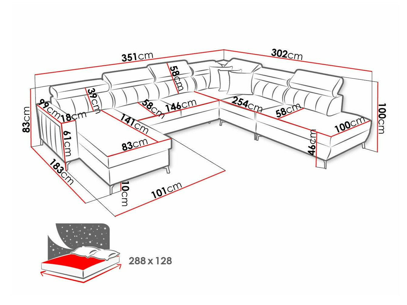 Hoekbank Sarasota 155 (Mono 231 + Botanical 36)