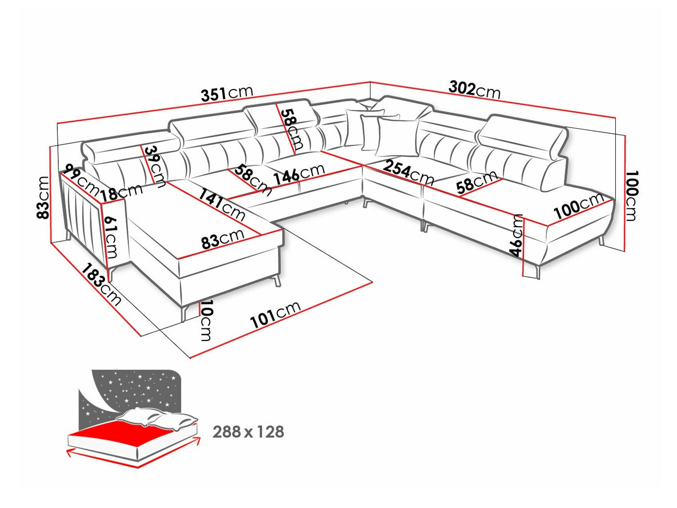 Hoekbank Sarasota 155 (Mono 244 + Botanical 36)