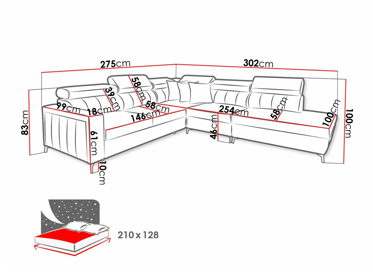 Hoekbank Sarasota 156 (Mono 234 + Botanical 36)