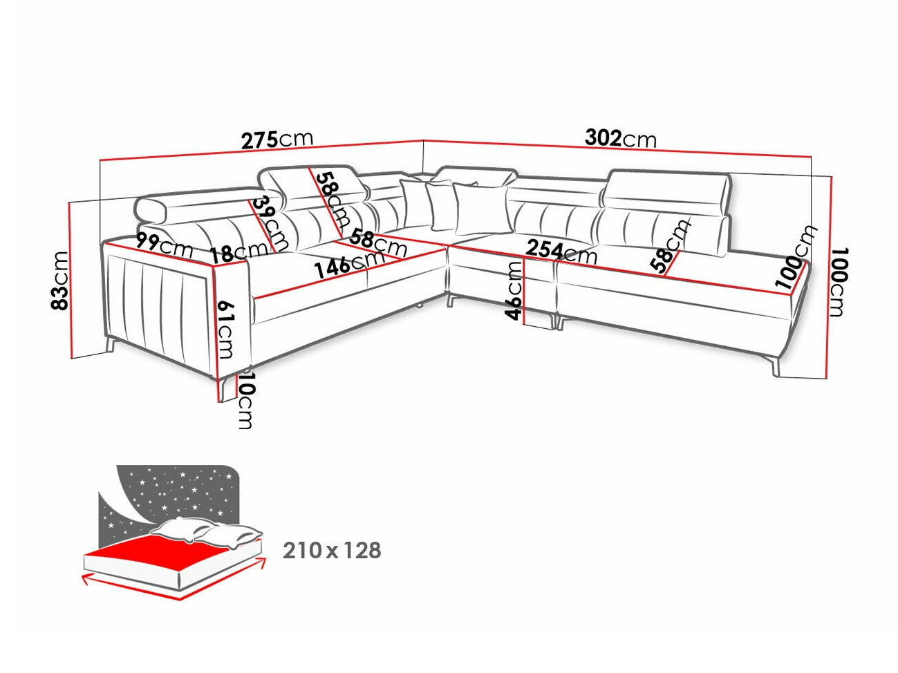 Hoekbank Sarasota 156 (Mono 235 + Botanical 36)