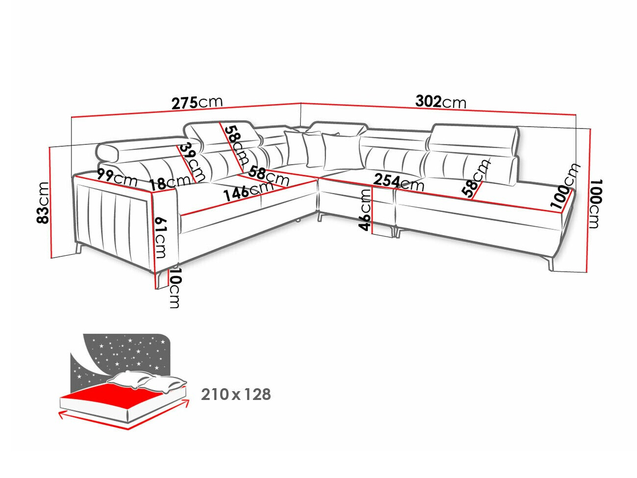Hoekbank Sarasota 156 (Mono 242 + Botanical 36)