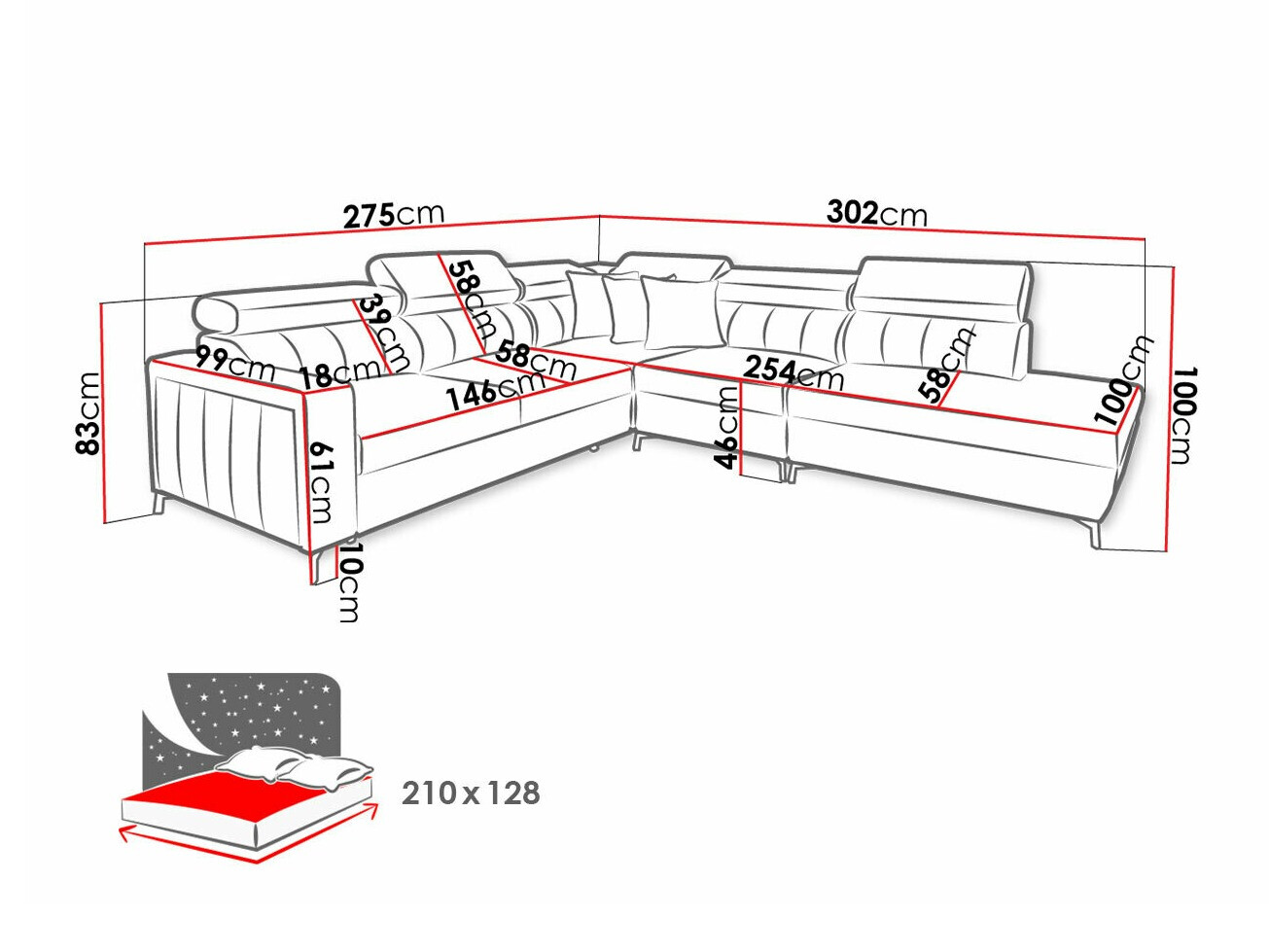 Hoekbank Sarasota 156 (Mono 244 + Botanical 36)
