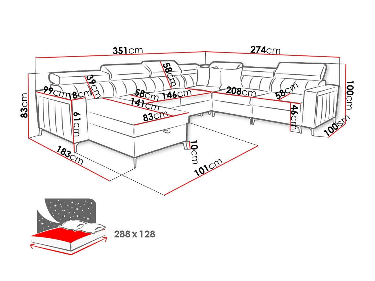 Hoekbank Sarasota 157 (Mono 234 + Botanical 36)