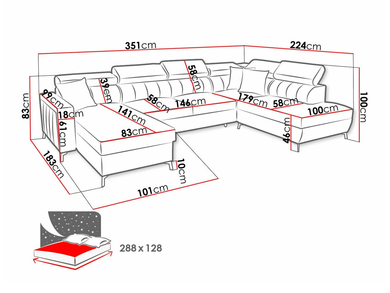 Hoekbank Sarasota 158 (Mono 244 + Botanical 36)