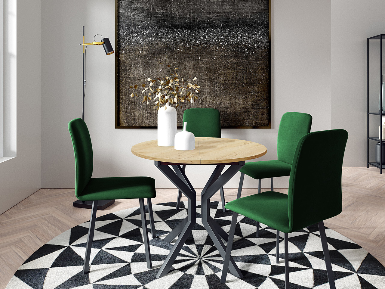 Tafel Edmond 111 (Ambachtelijke gouden eik + Zwart)