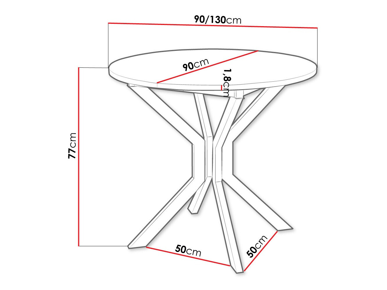 Tafel Edmond 111 (Grijs marmer + Zwart)