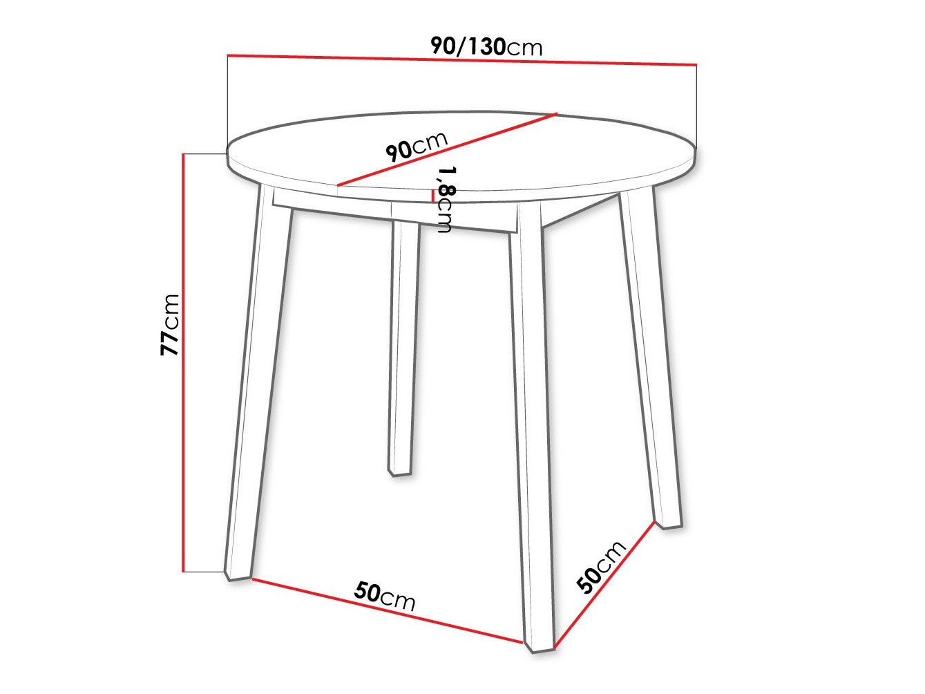 Tafel Edmond 112 (Wit + Zwart)
