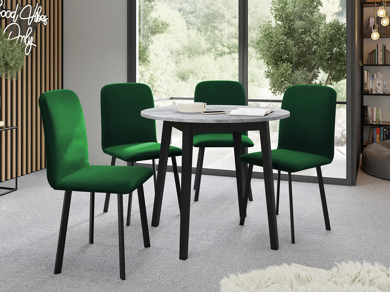 Tafel Edmond 112 (Grijs marmer + Zwart)