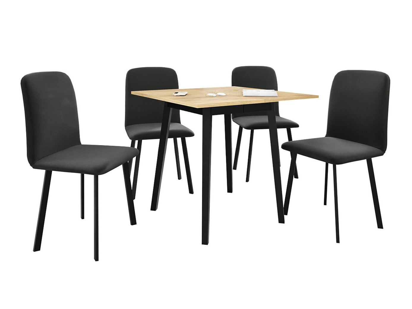 Eetkamerset Edmond 116 (Ambachtelijke gouden eik + Zwart)